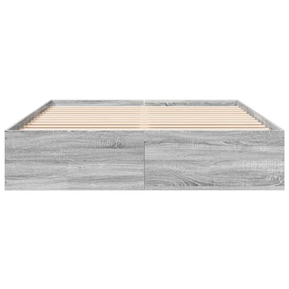 Bed Frame Grey Sonoma 150X200 Cm King Size Engineered Wood