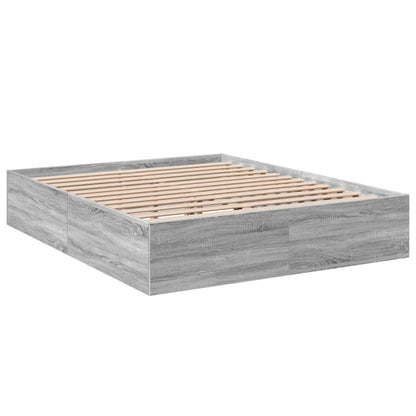 Bed Frame Grey Sonoma 150X200 Cm King Size Engineered Wood