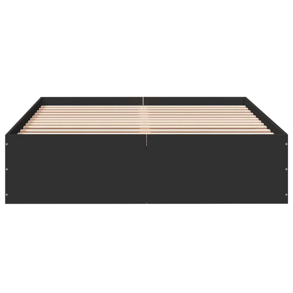 Bed Frame Black 135X190 Cm Double Engineered Wood