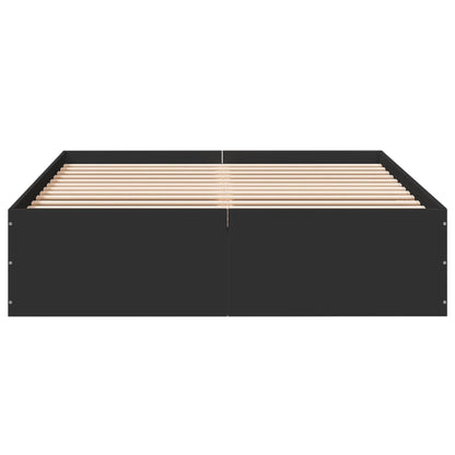 Bed Frame Black 135X190 Cm Double Engineered Wood