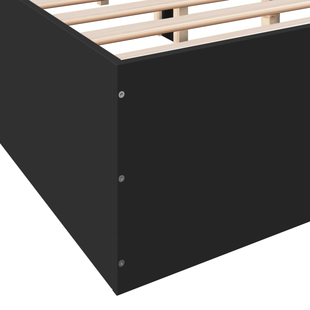 Bed Frame Black 135X190 Cm Double Engineered Wood