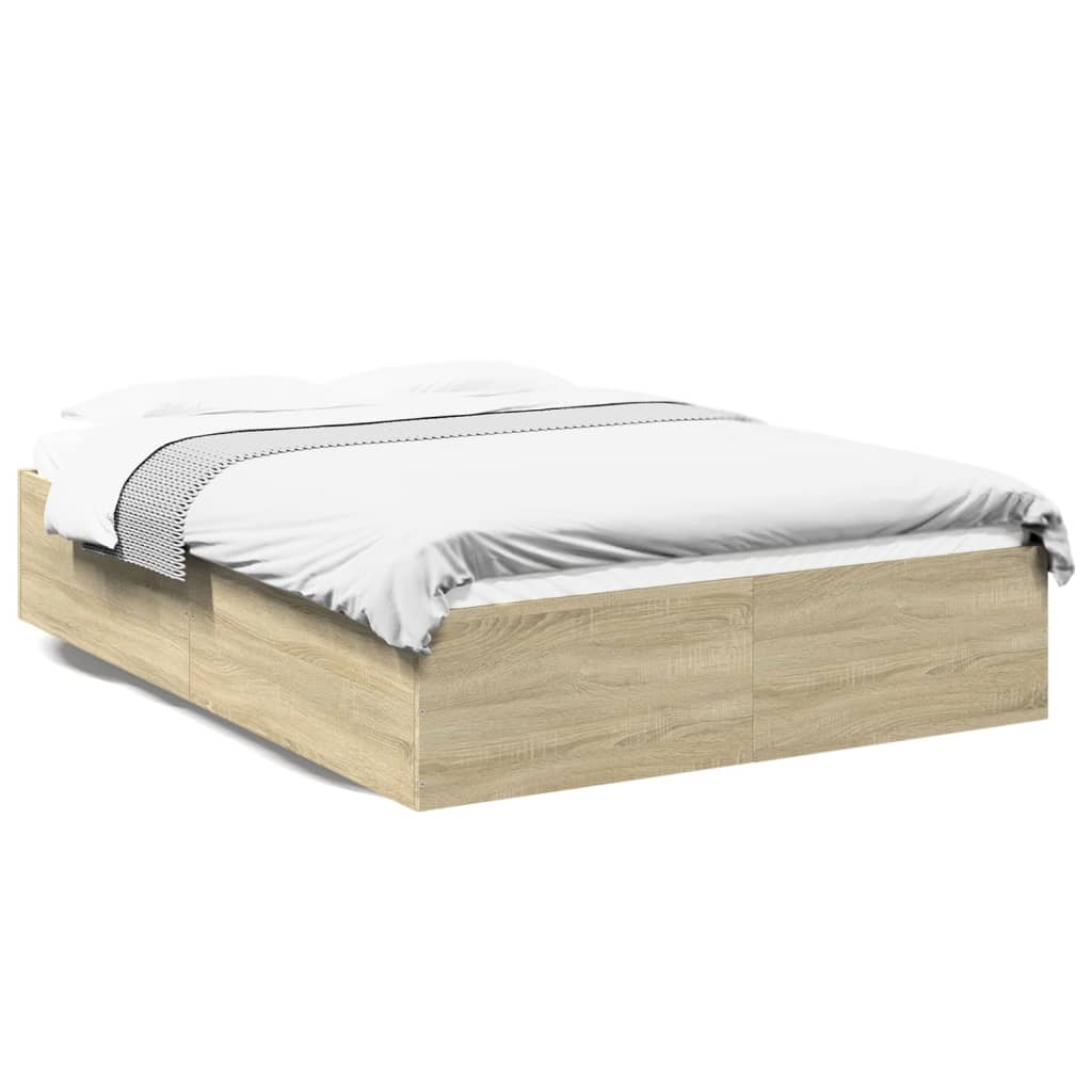 Bed Frame Sonoma Oak 135X190 Cm Double Engineered Wood