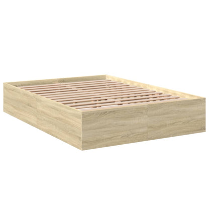 Bed Frame Sonoma Oak 135X190 Cm Double Engineered Wood