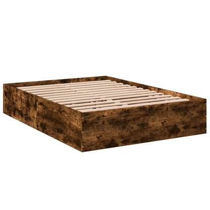 Bed Frame Smoked Oak 135X190 Cm Double Engineered Wood