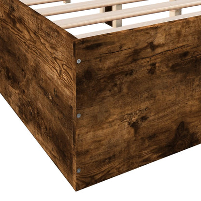 Bed Frame Smoked Oak 135X190 Cm Double Engineered Wood