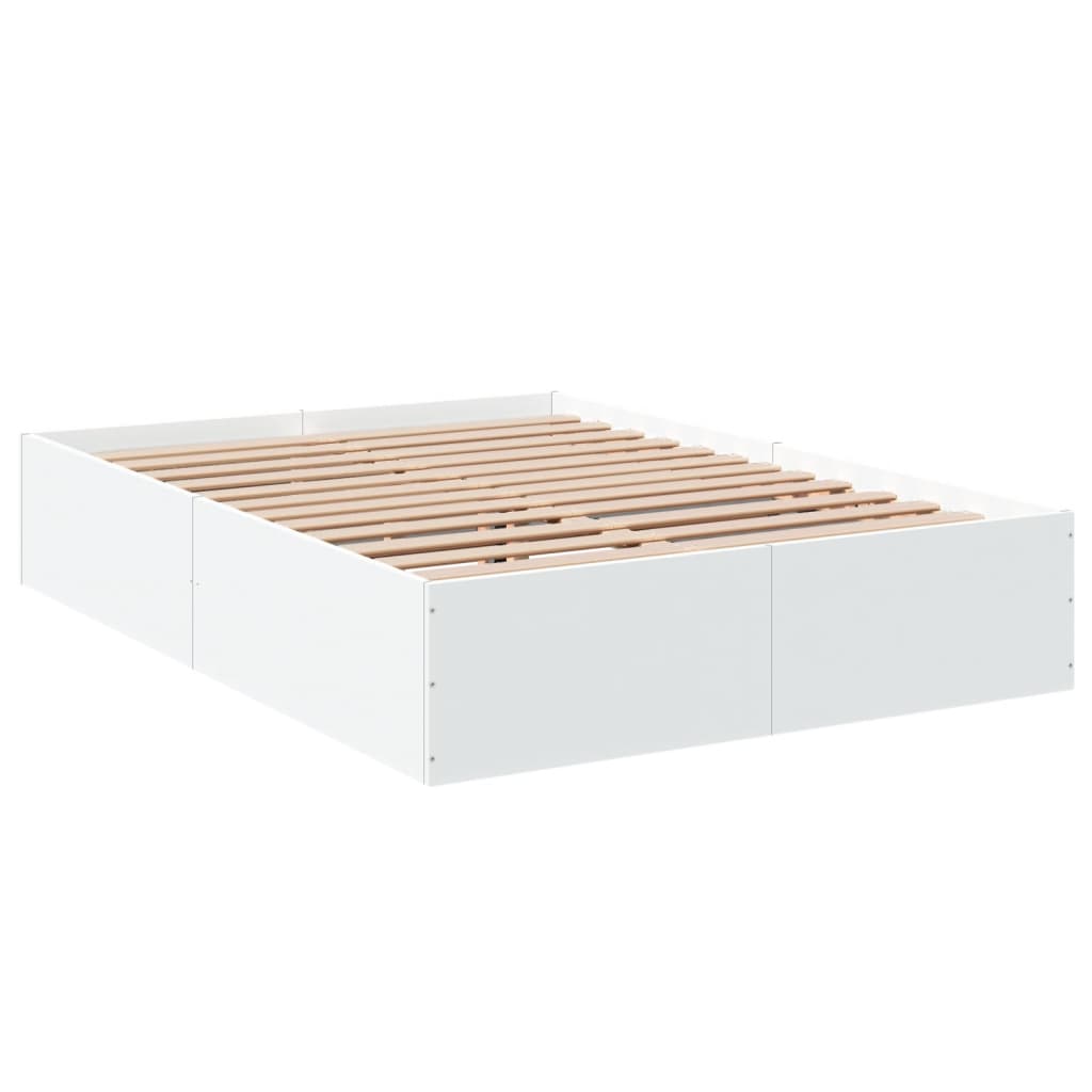 Bed Frame White 120X190 Cm Small Double Engineered Wood