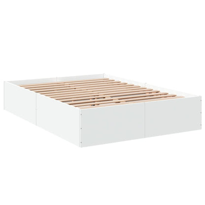 Bed Frame White 120X190 Cm Small Double Engineered Wood