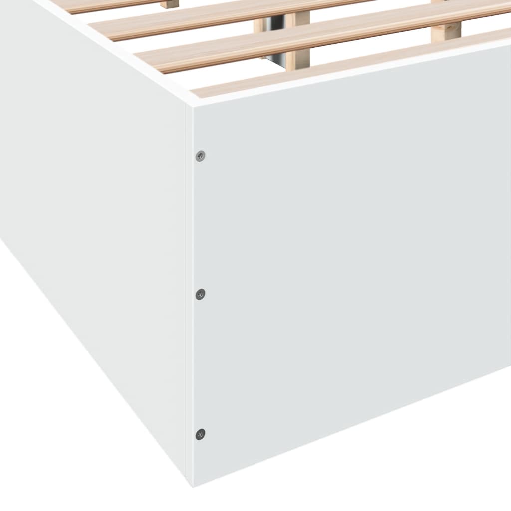 Bed Frame White 120X190 Cm Small Double Engineered Wood