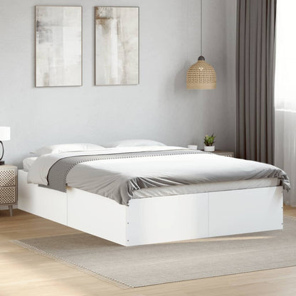 Bed Frame White 120X190 Cm Small Double Engineered Wood