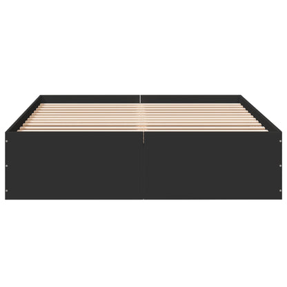 Bed Frame Black 120X190 Cm Small Double Engineered Wood