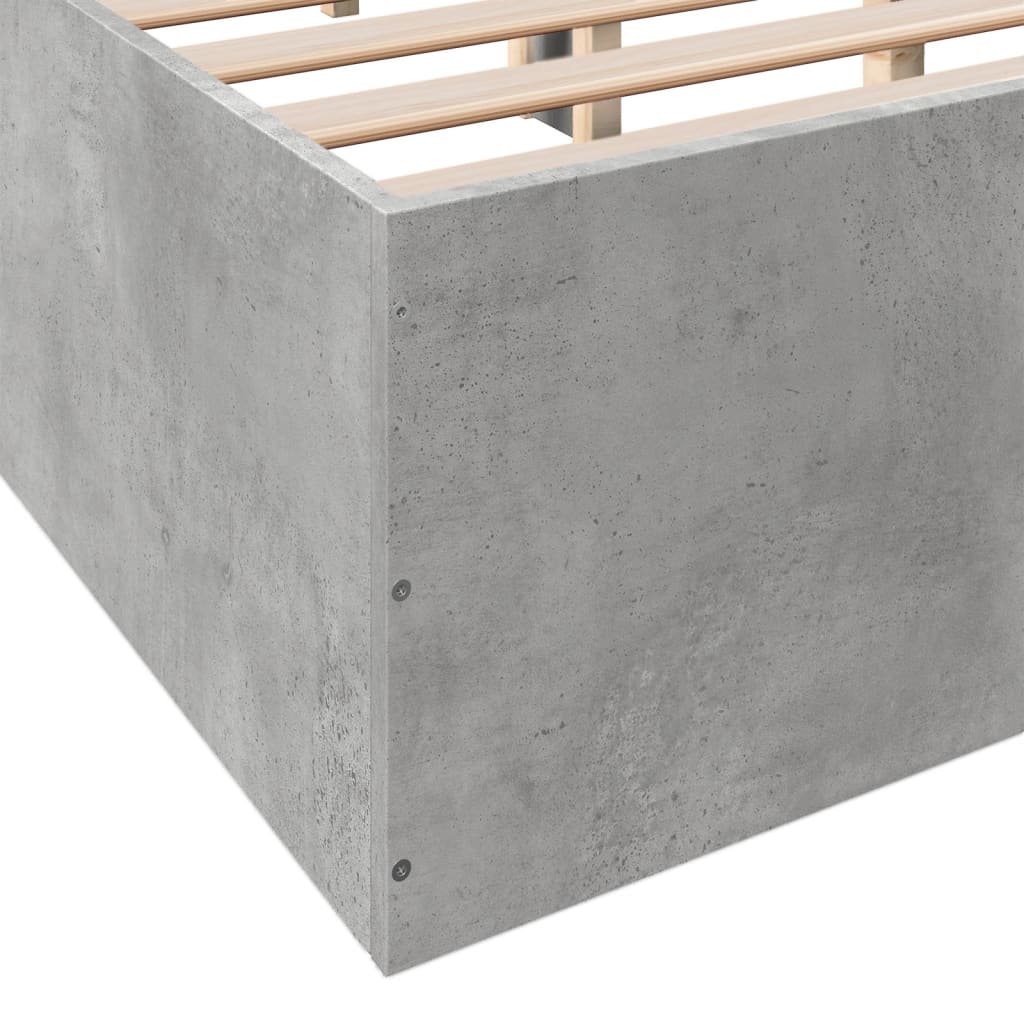 Bed Frame Concrete Grey 120X190 Cm Small Double Engineered Wood