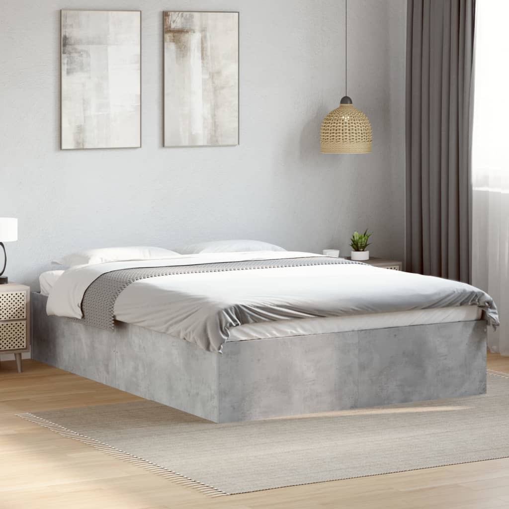 Bed Frame Concrete Grey 120X190 Cm Small Double Engineered Wood