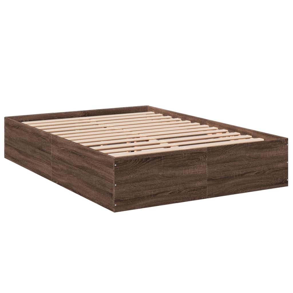 Bed Frame Without Mattress Brown Oak 120X190 Cm Small Double