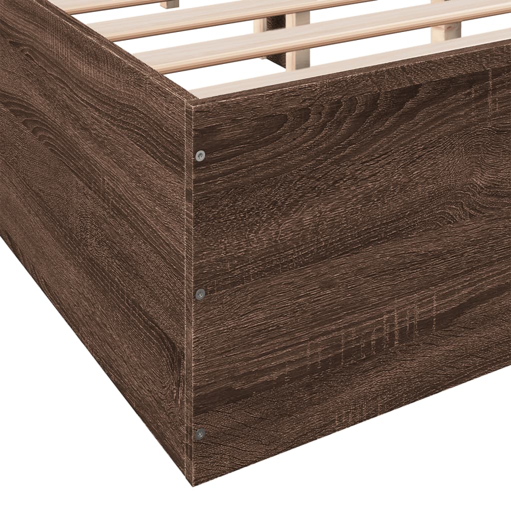 Bed Frame Without Mattress Brown Oak 120X190 Cm Small Double