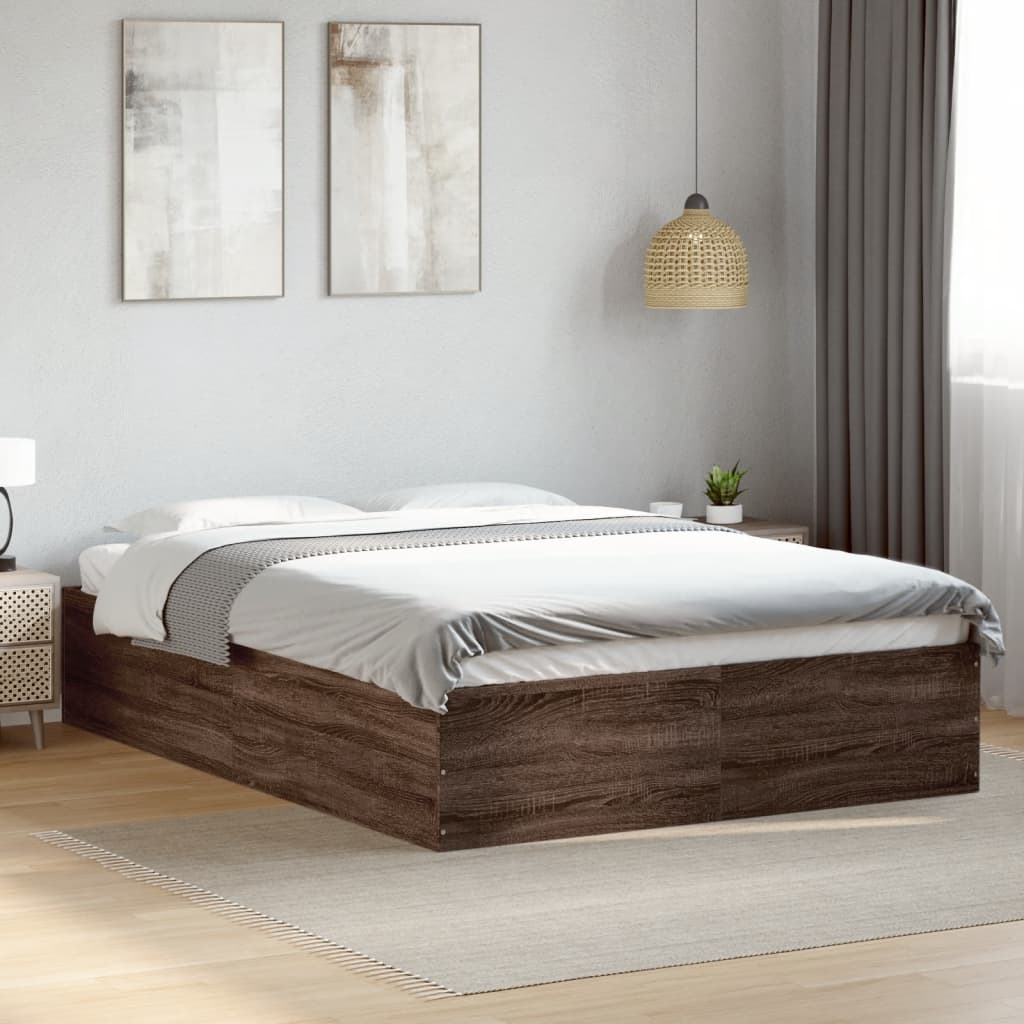 Bed Frame Without Mattress Brown Oak 120X190 Cm Small Double