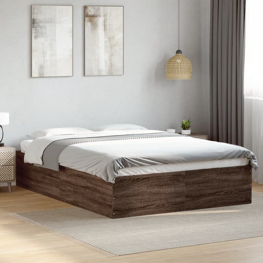 Bed Frame Without Mattress Brown Oak 120X190 Cm Small Double