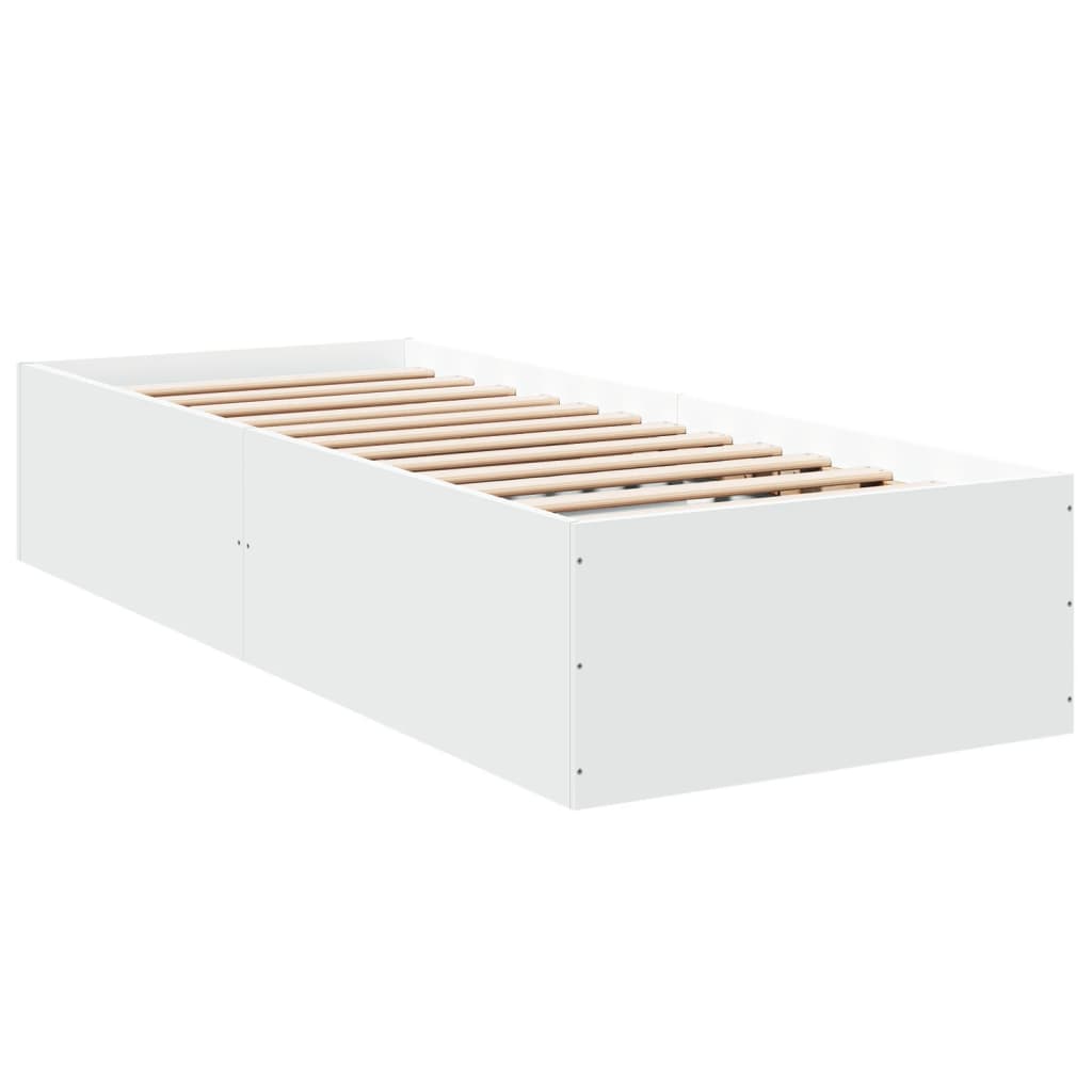 Bed Frame White 90X190 Cm Single Engineered Wood