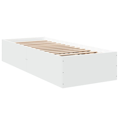 Bed Frame White 90X190 Cm Single Engineered Wood