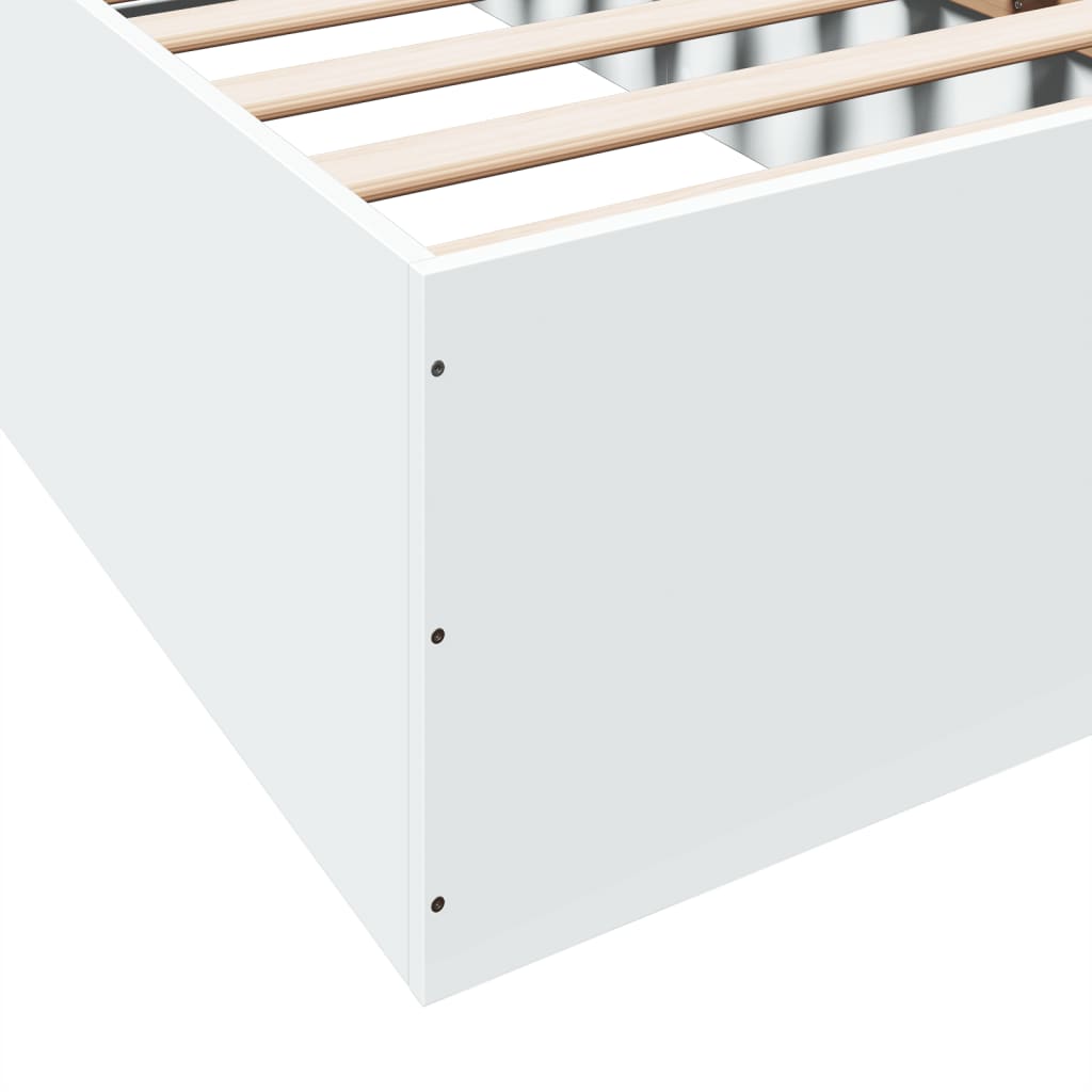 Bed Frame White 90X190 Cm Single Engineered Wood