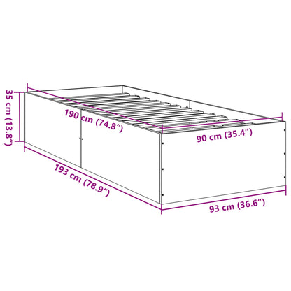 Bed Frame White 90X190 Cm Single Engineered Wood