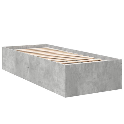 Bed Frame Concrete Grey 90X190 Cm Single Engineered Wood