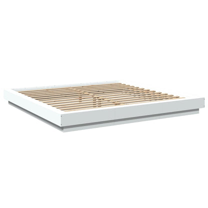 Bed Frame With Led Lights White 180X200 Cm Super King Engineered Wood