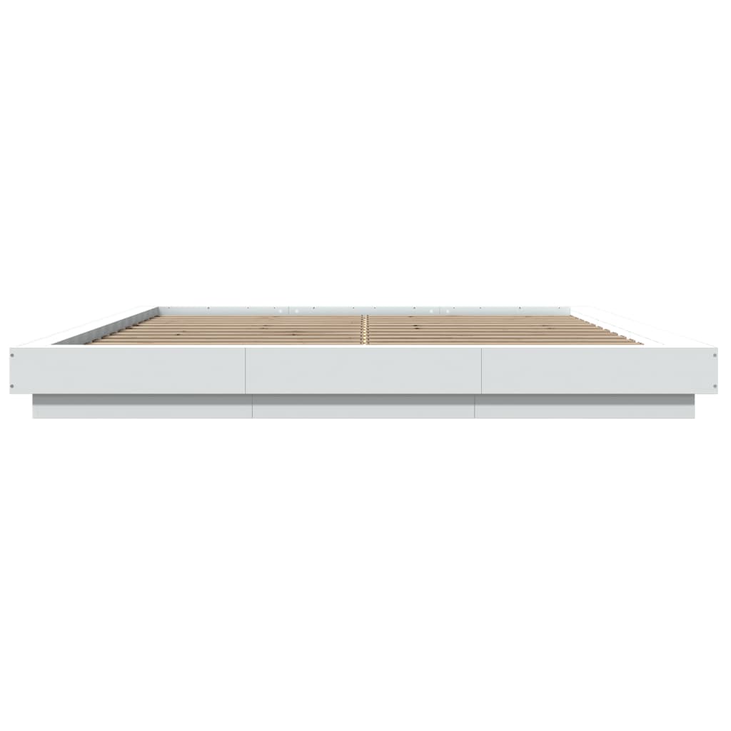 Bed Frame With Led Lights White 180X200 Cm Super King Engineered Wood