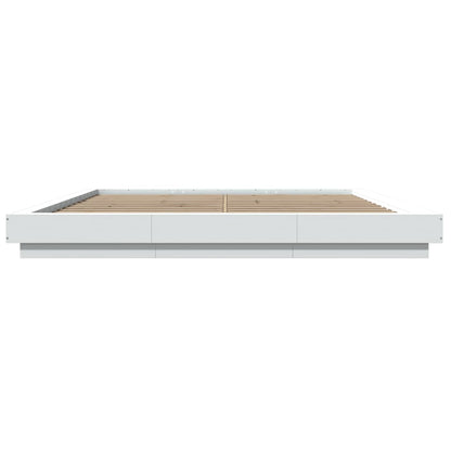 Bed Frame With Led Lights White 180X200 Cm Super King Engineered Wood