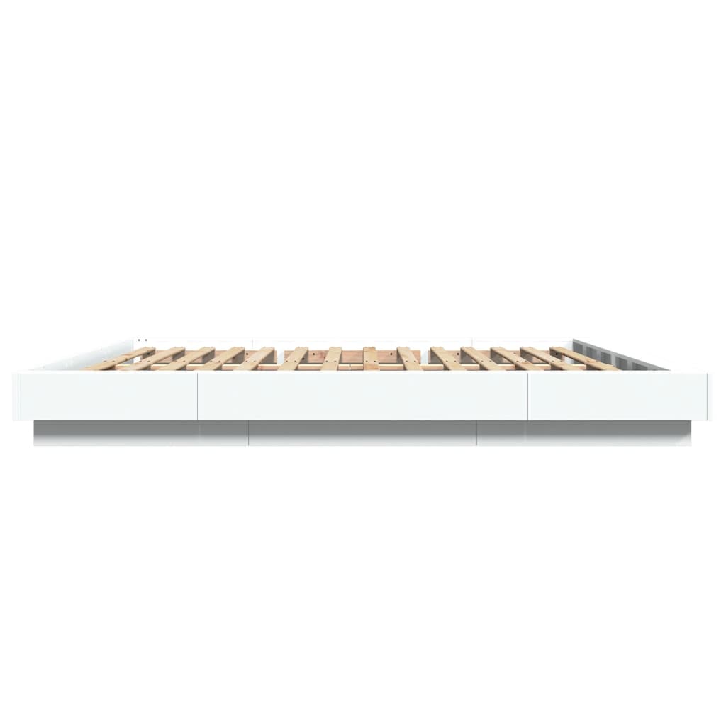 Bed Frame With Led Lights White 180X200 Cm Super King Engineered Wood