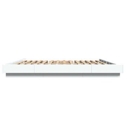 Bed Frame With Led Lights White 180X200 Cm Super King Engineered Wood