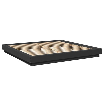 Bed Frame With Led Lights Black 180X200 Cm Super King Engineered Wood