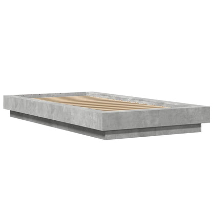 Bed Frame With Led Lights Concrete Grey 90X190 Cm Single Engineered Wood