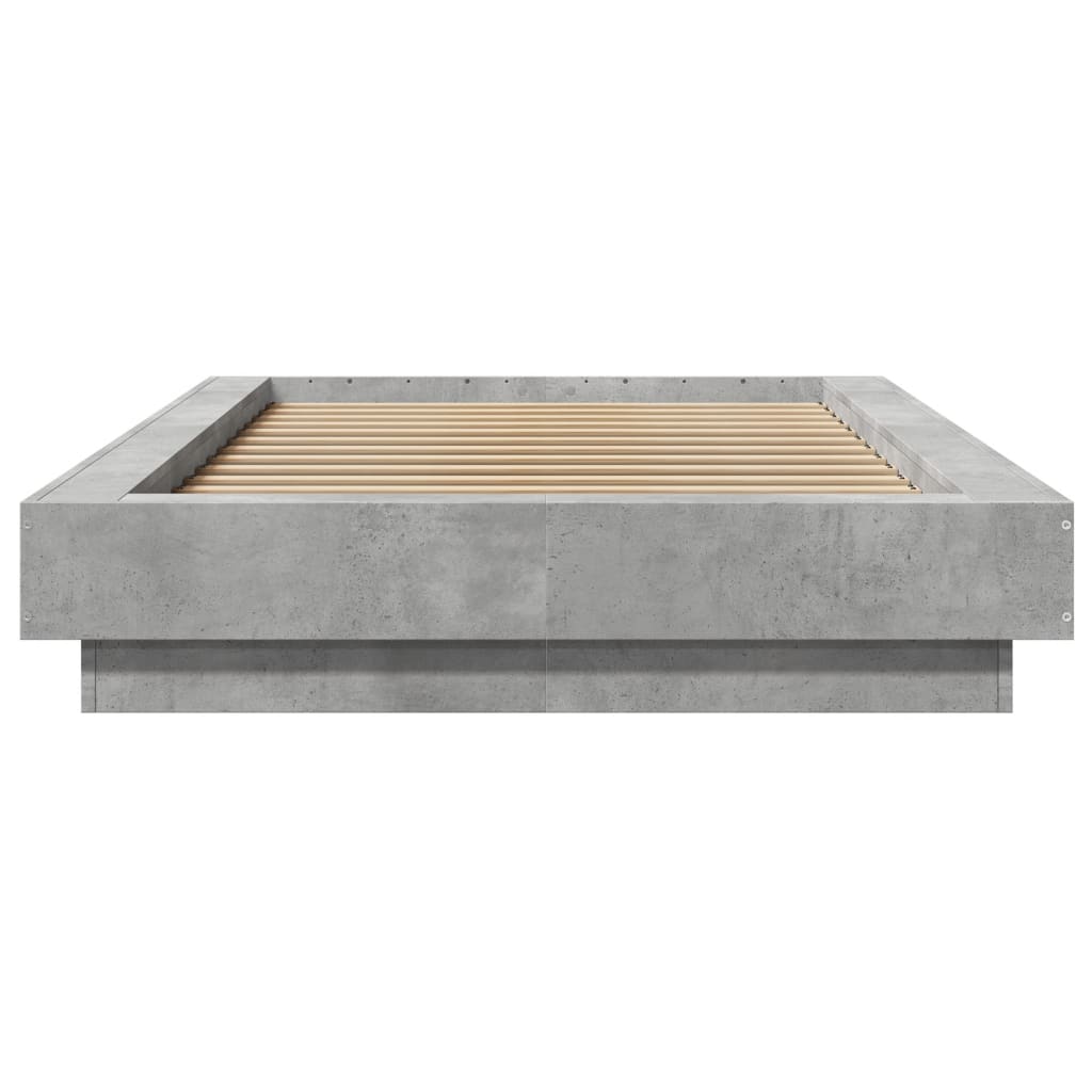 Bed Frame With Led Lights Concrete Grey 90X190 Cm Single Engineered Wood