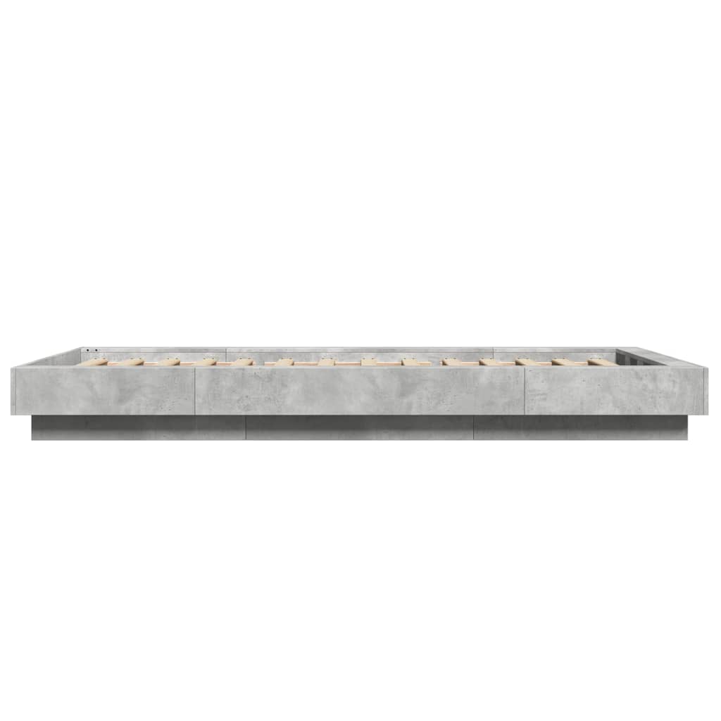 Bed Frame With Led Lights Concrete Grey 90X190 Cm Single Engineered Wood