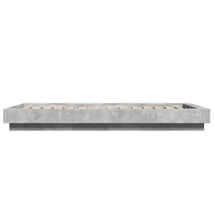 Bed Frame With Led Lights Concrete Grey 90X190 Cm Single Engineered Wood