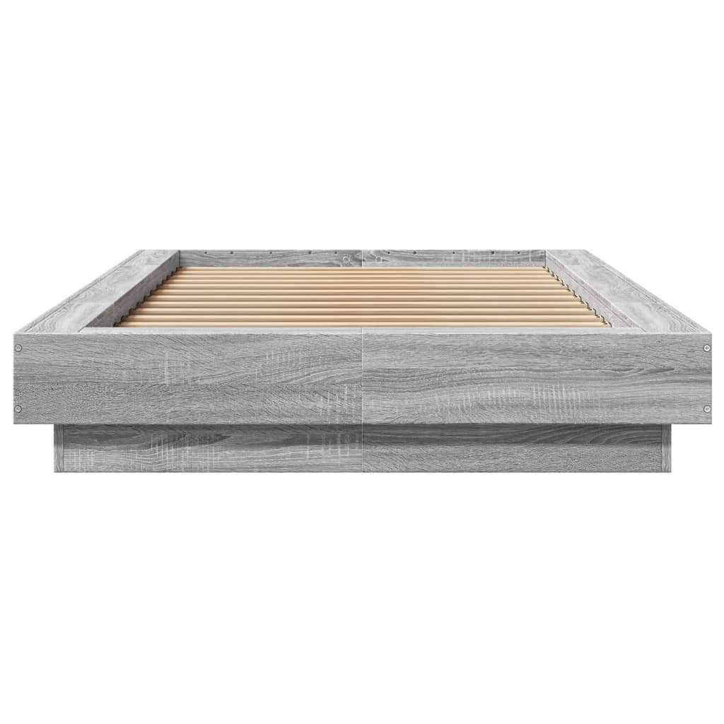 Bed Frame With Led Lights Grey Sonoma 90X190 Cm Single Engineered Wood