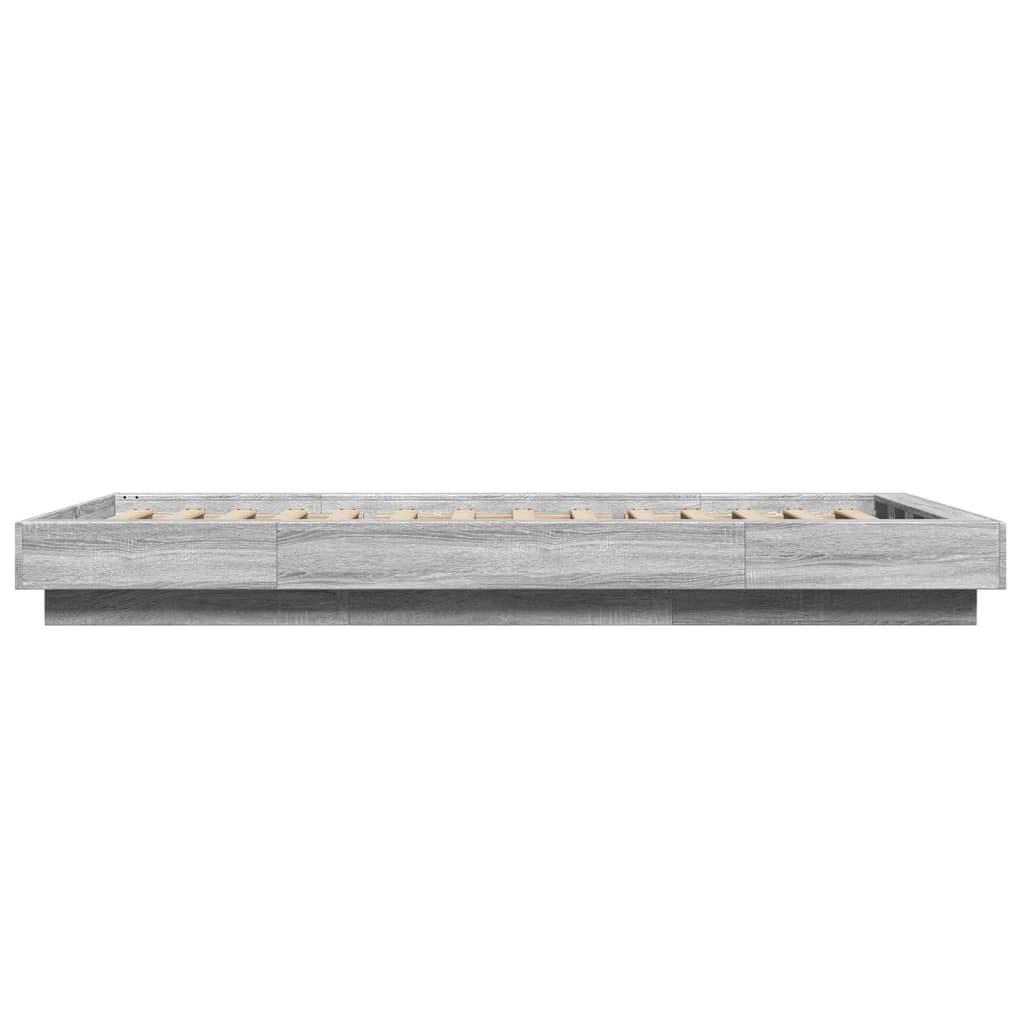 Bed Frame With Led Lights Grey Sonoma 90X190 Cm Single Engineered Wood