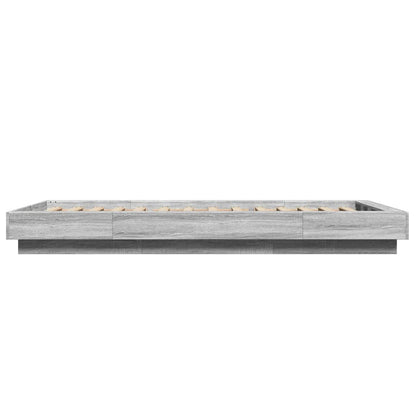 Bed Frame With Led Lights Grey Sonoma 90X190 Cm Single Engineered Wood