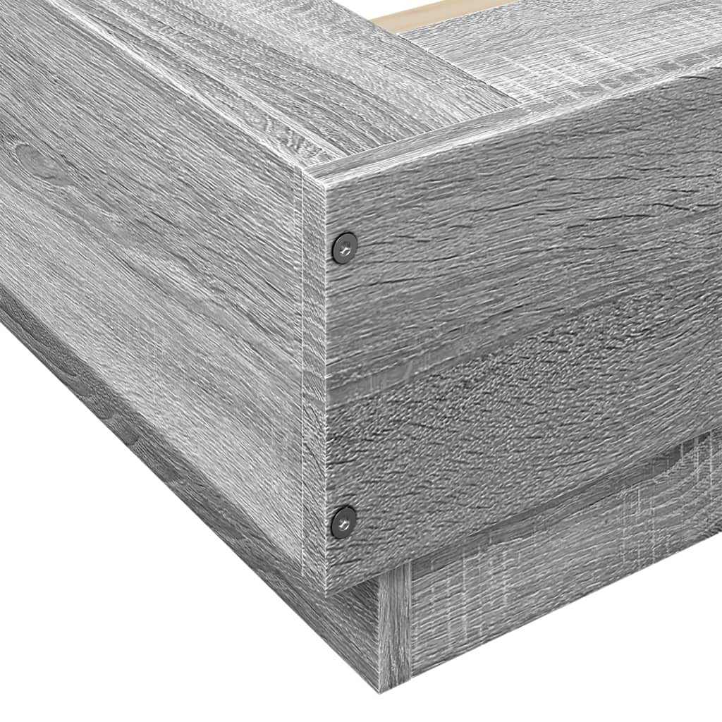 Bed Frame With Led Lights Grey Sonoma 90X190 Cm Single Engineered Wood