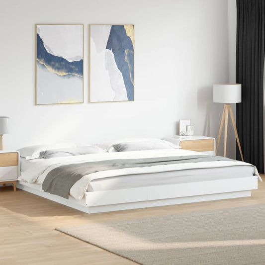 Bed Frame White 180X200 Super King Cm Engineered Wood