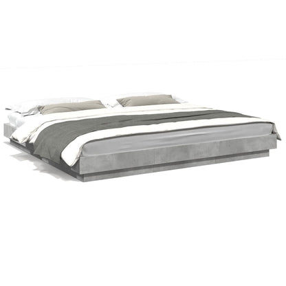 Bed Frame Concrete Grey 180X200 Super King Cm Engineered Wood