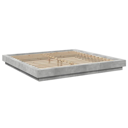 Bed Frame Concrete Grey 180X200 Super King Cm Engineered Wood