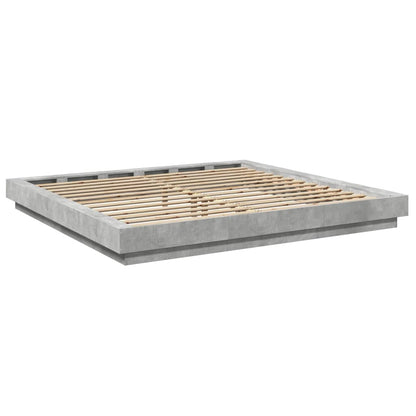 Bed Frame Concrete Grey 180X200 Super King Cm Engineered Wood