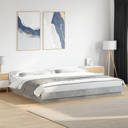 Bed Frame Concrete Grey 180X200 Super King Cm Engineered Wood