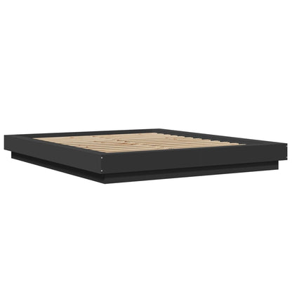 Bed Frame Black 150X200 King Size Cm Engineered Wood