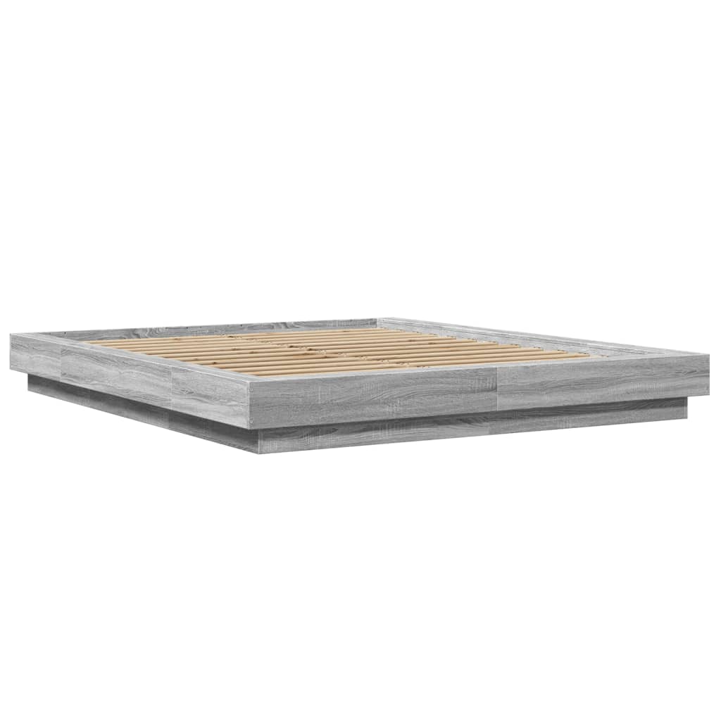 Bed Frame Grey Sonoma 150X200 King Size Cm Engineered Wood