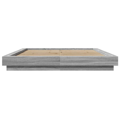 Bed Frame Grey Sonoma 150X200 King Size Cm Engineered Wood