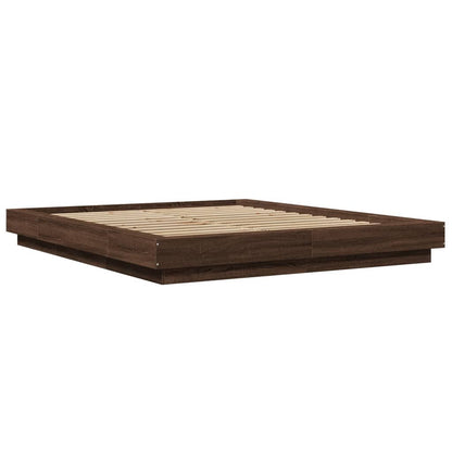 Bed Frame Brown Oak 150X200 King Size Cm Engineered Wood