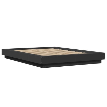 Bed Frame Black 135X190 Cm Double Engineered Wood