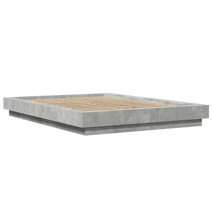 Bed Frame Concrete Grey 135X190 Cm Double Engineered Wood